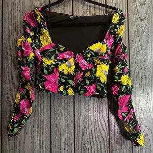 Zara full sleeve floral short top.